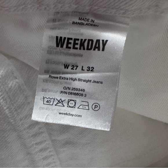 Rowe Extra High Straight White Jeans Size 27 X 32 Weekday Pants - Picture 8 of 11